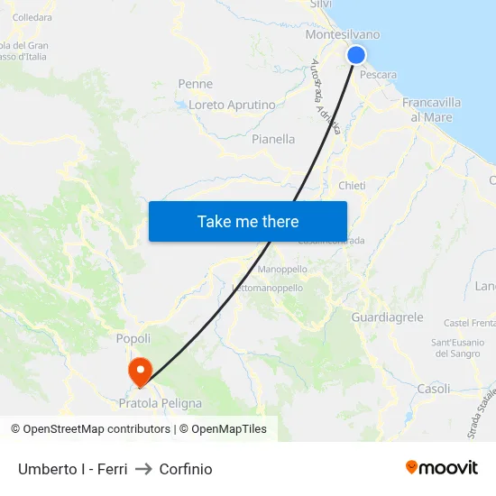 Umberto I - Ferri to Corfinio map