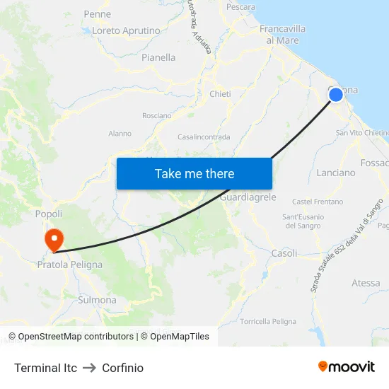 Terminal Itc to Corfinio map