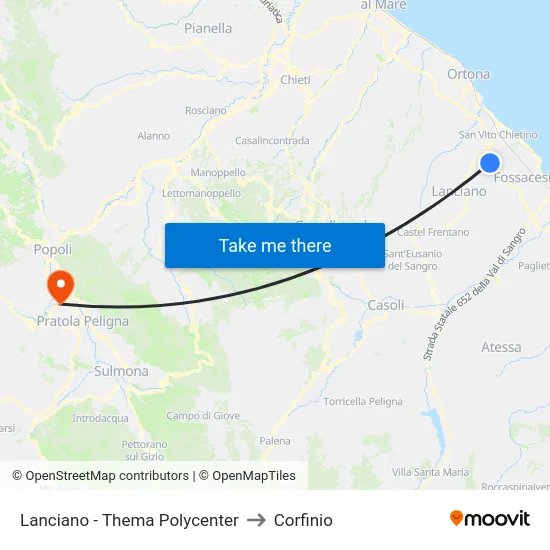 Lanciano - Thema Polycenter to Corfinio map
