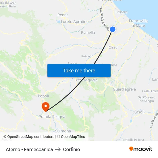Aterno - Fameccanica to Corfinio map