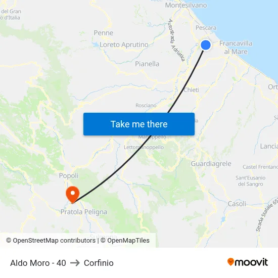 Aldo Moro - 40 to Corfinio map