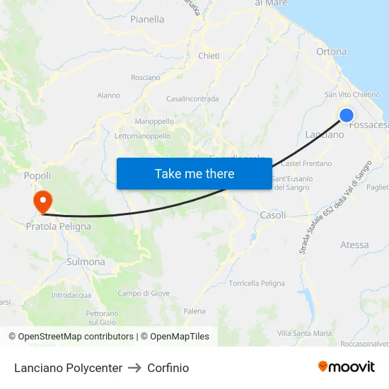 Lanciano Polycenter to Corfinio map