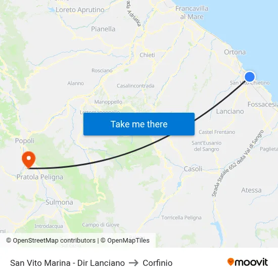 San Vito Marina - Dir Lanciano to Corfinio map