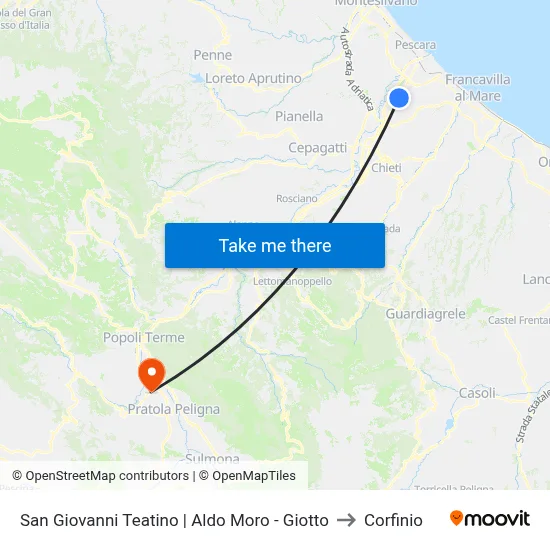 San Giovanni Teatino | Aldo Moro - Giotto to Corfinio map