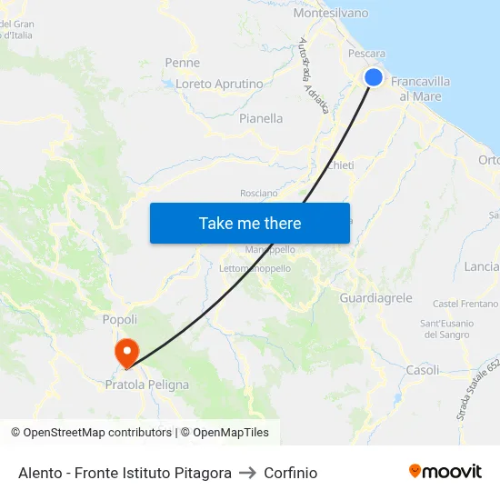 Alento - Opposite Pitagora Institute to Corfinio map