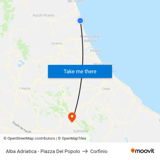 Alba Adriatica - People's Square to Corfinio map