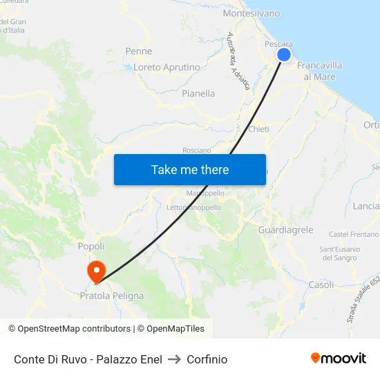 Conte Di Ruvo - Palazzo Enel to Corfinio map