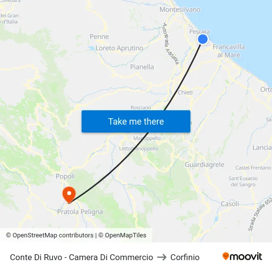Conte Di Ruvo - Camera Di Commercio to Corfinio map