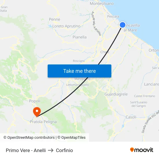 Primo Vere - Anelli to Corfinio map