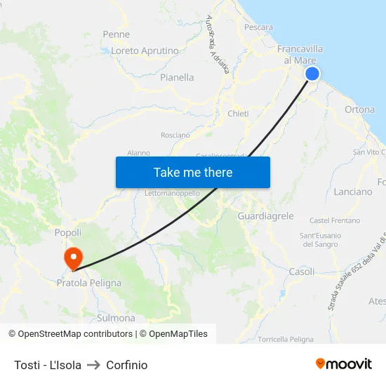 Tosti - L'Isola to Corfinio map