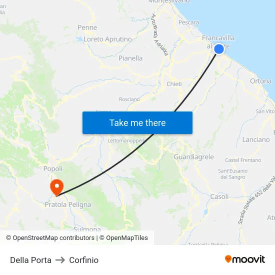 Della Porta to Corfinio map