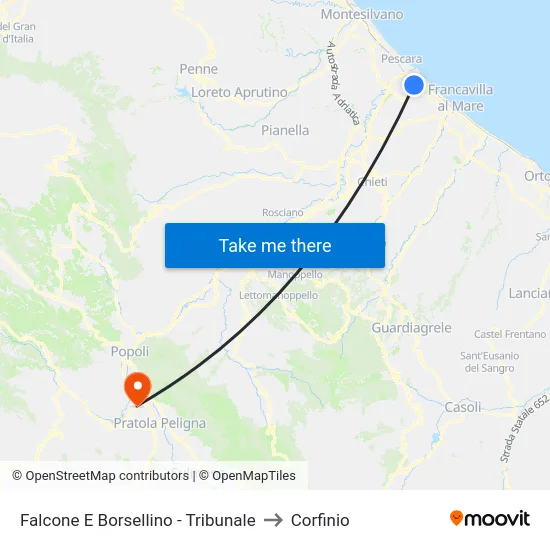 Falcone E Borsellino - Tribunale to Corfinio map