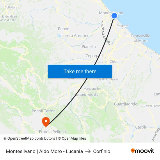 Montesilvano | Aldo Moro - Lucania to Corfinio map