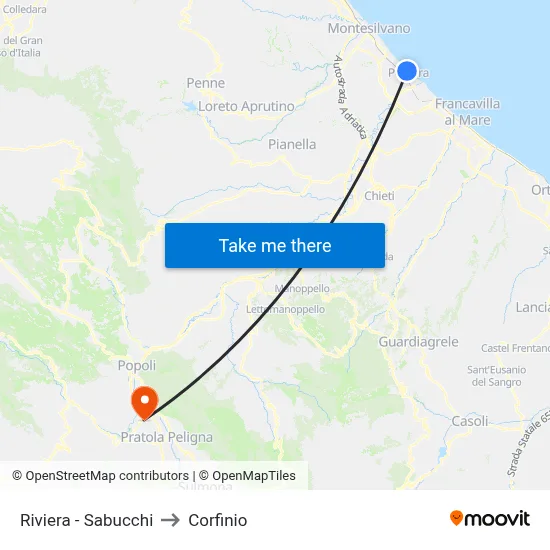 Riviera - Sabucchi to Corfinio map