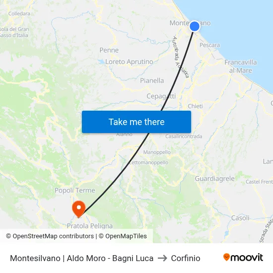 Montesilvano | Aldo Moro - Bagni Luca to Corfinio map