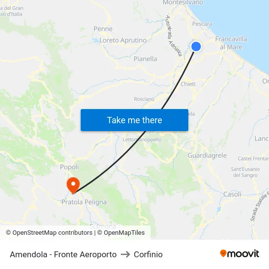 Amendola - Fronte Aeroporto to Corfinio map