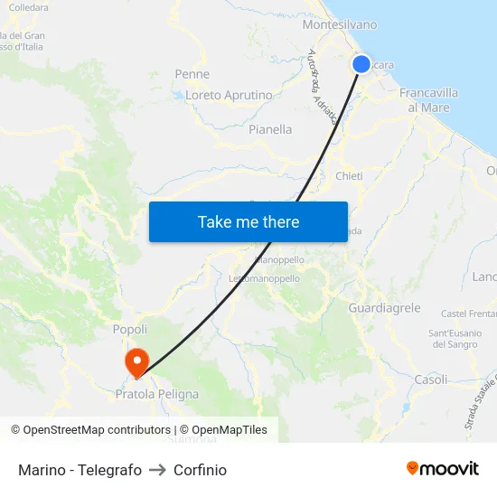 Marino - Telegrafo to Corfinio map