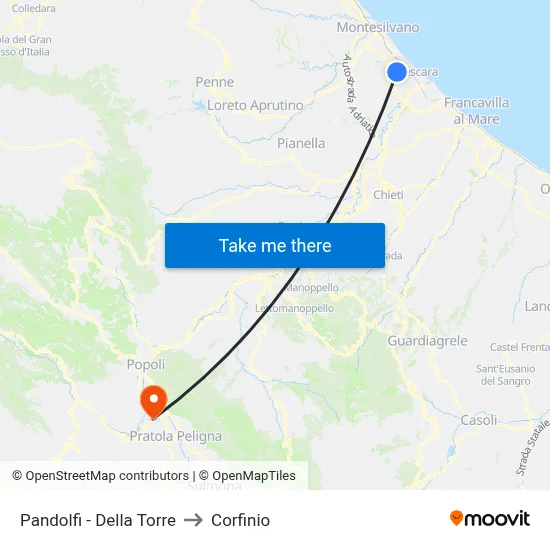 Pandolfi - Della Torre to Corfinio map