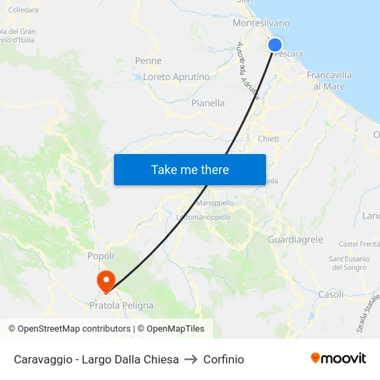 Caravaggio - Largo Dalla Chiesa to Corfinio map