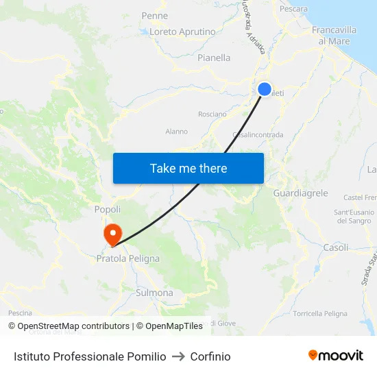 Istituto Professionale Pomilio to Corfinio map