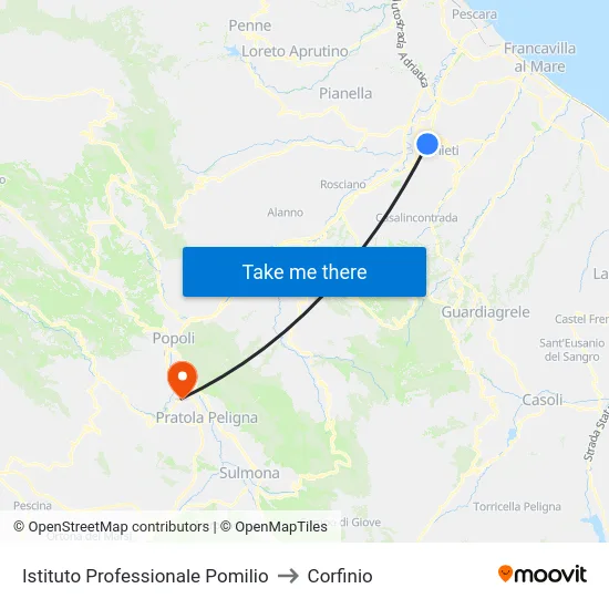 Istituto Professionale Pomilio to Corfinio map