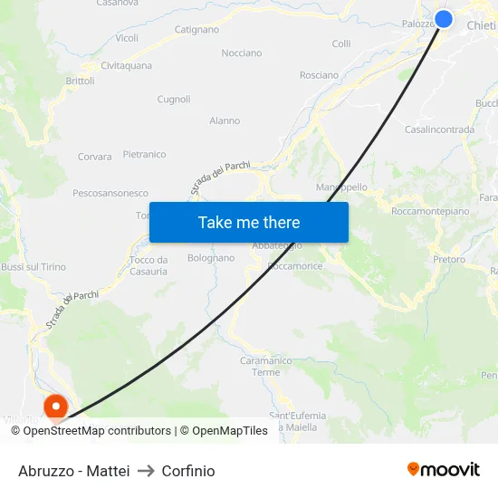 Abruzzo - Mattei to Corfinio map