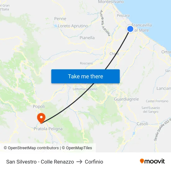 San Silvestro - Colle Renazzo to Corfinio map