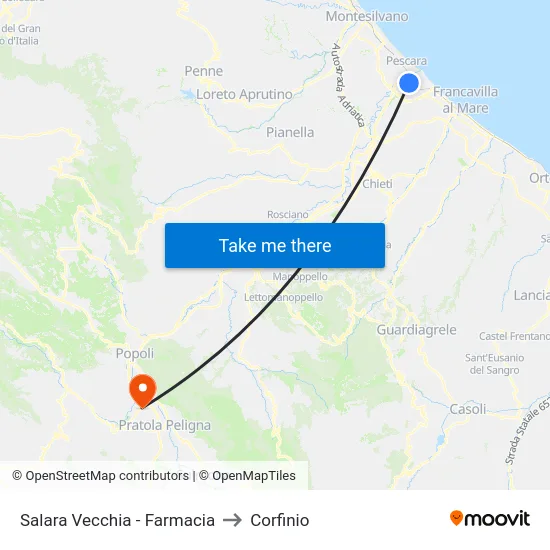 Salara Vecchia - Farmacia to Corfinio map