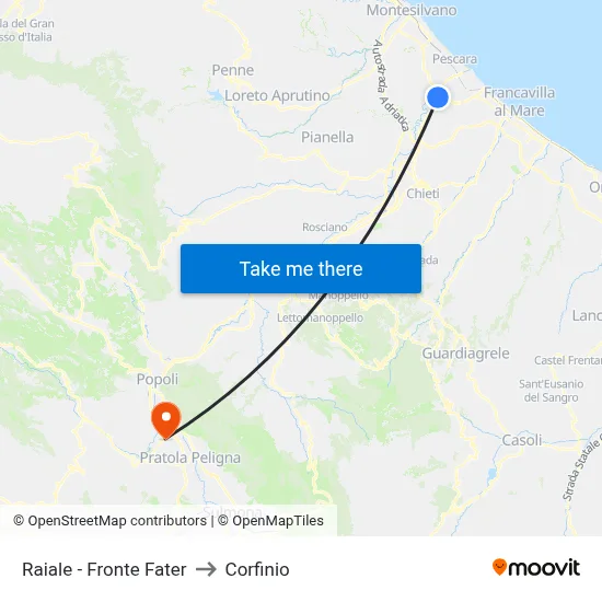 Raiale - Facing Fater to Corfinio map
