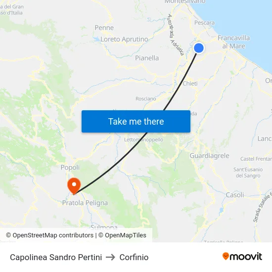 Capolinea Sandro Pertini to Corfinio map