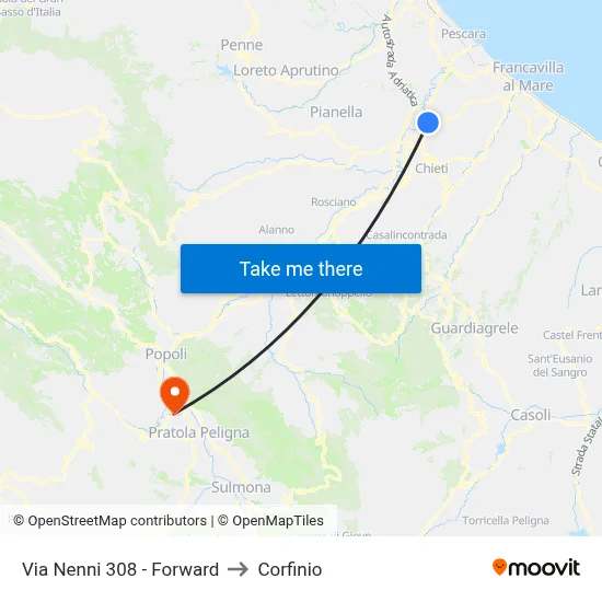 Via Nenni 308 - Forward to Corfinio map