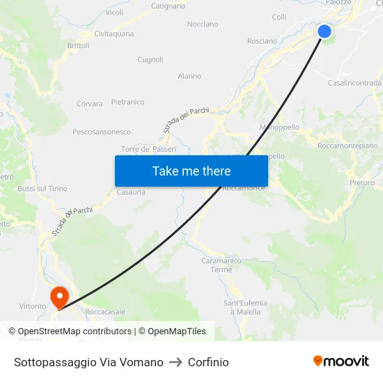 Sottopassaggio Via Vomano to Corfinio map