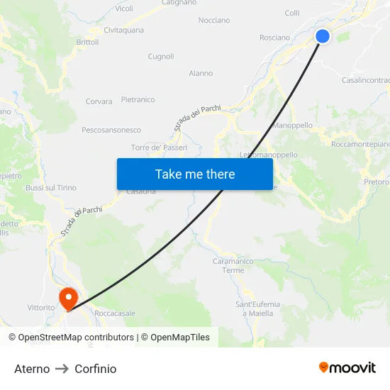 Aterno to Corfinio map