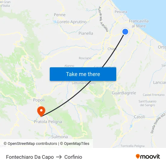 Fontechiaro Da Capo to Corfinio map