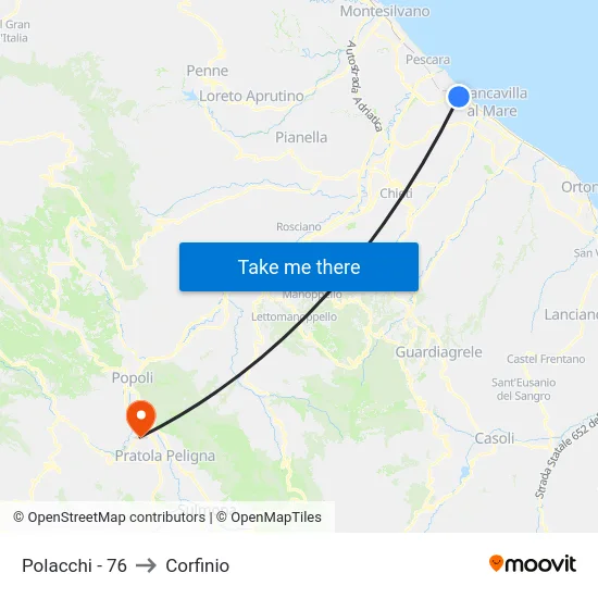 Polacchi - 76 to Corfinio map
