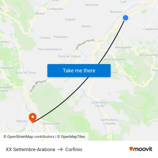 XX September-Arabona to Corfinio map