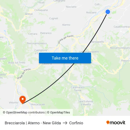 Brecciarola | Aterno - New Gilda to Corfinio map