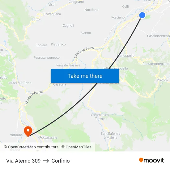 Via Aterno  309 to Corfinio map