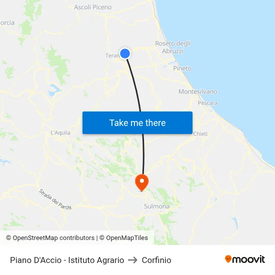 Piano D'Accio - Agricultural Institute to Corfinio map