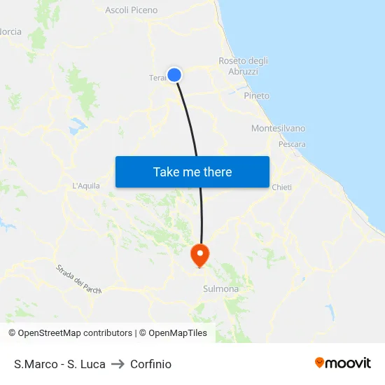 San Marco - San Luca to Corfinio map