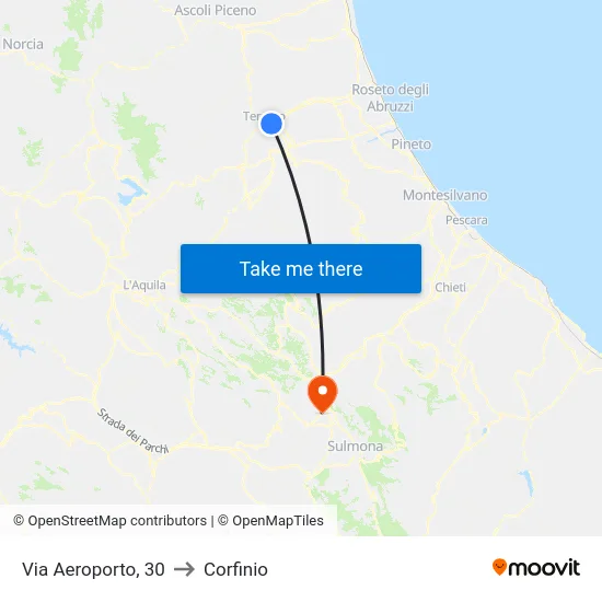 Via Aeroporto, 30 to Corfinio map