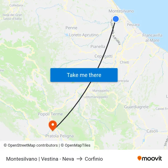 Montesilvano | Vestina - Neva to Corfinio map