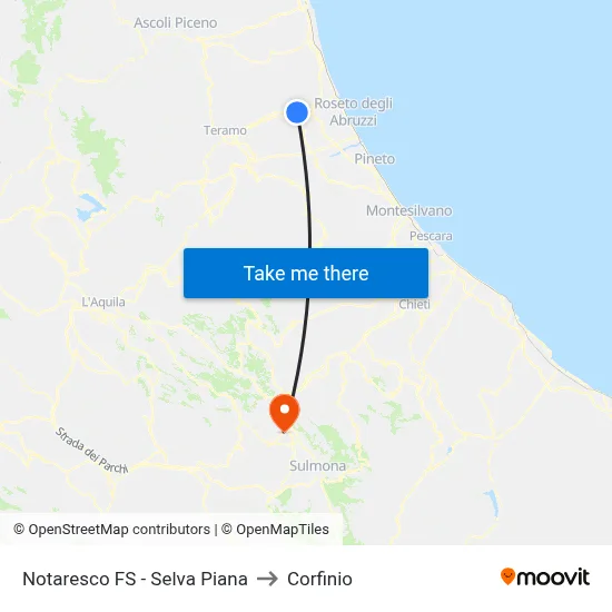 Notaresco FS - Selva Piana to Corfinio map