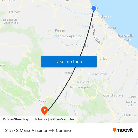 Silvi - S.Maria Assunta to Corfinio map