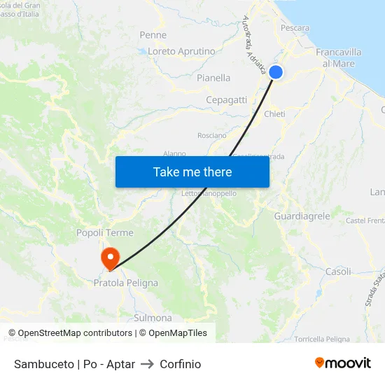Sambuceto | Po - Aptar to Corfinio map
