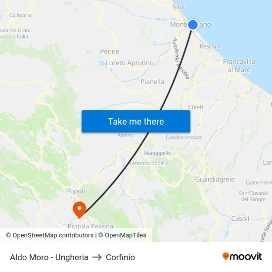 Aldo Moro - Hungary to Corfinio map