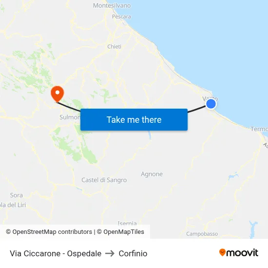 Ciccarone Street - Hospital to Corfinio map