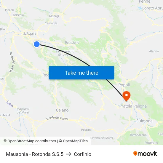 Mausonia - SS5 Roundabout to Corfinio map
