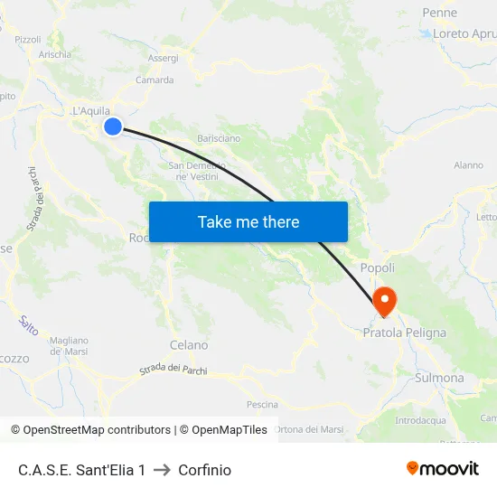 C.A.S.E. Sant'Elia 1 to Corfinio map