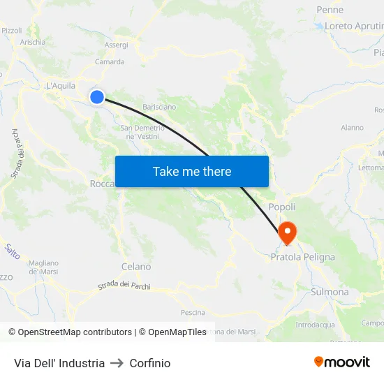 Via Dell' Industria to Corfinio map